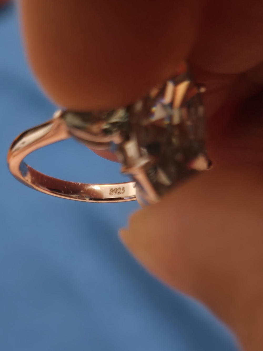 Aquamarine Blue Moissanite Marquise Ring 925 Sterling Silver - Picture 4 of 4